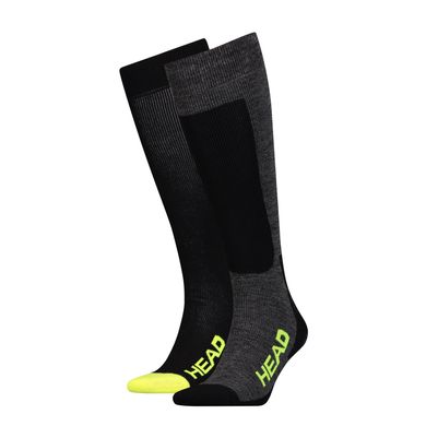 Шкарпетки Head Unisex Ski Kneehigh 2-pack gray/black/yellow — 791003001-817, 35-38, 8718824742120
