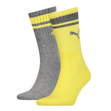 Шкарпетки Puma Unisex Crew Regular Stripe 2-pack gray/yellow — 261058001-003, 35-38, 8718824801070