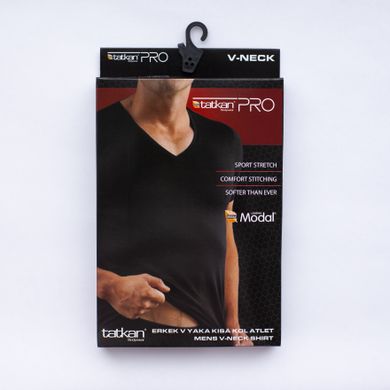 Футболка Tatkan Mens Modal V-Neck Shirt 1-pack black — 585019 - 002, S, 8681239402012