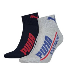 Шкарпетки Puma Men's Logo Quarter 2-pack dark blue/gray — 102002001-023, 39-42, 8718824798714