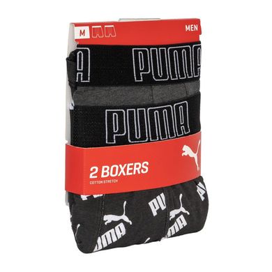 Трусы-боксеры Puma Big Logo AOP Boxer 2-pack dark gray/white — 501012001-200, S, 8718824806365