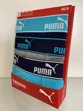 Трусы-боксеры Puma Basic Boxer Number 1 Logo 3-pack blue/gray/light blue — 501441001-060, S, 8718824803302