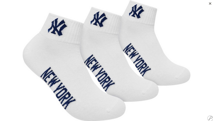 Шкарпетки New York Yankees Quarter 3-pack white — 15100003-1001, 35-38, 8718984009163