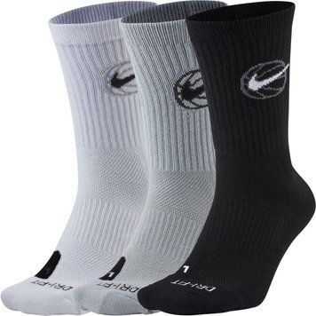 Шкарпетки Nike U NK CREW EVERYDAY BBALL 3PR чорний, білий, сірий Уні 38-42