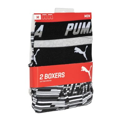 Трусы-боксеры Puma Logo AOP Boxer 2-pack gray/white/black — 501003001-200, S, 8718824805405