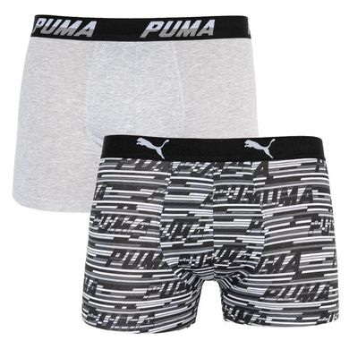 Трусы-боксеры Puma Logo AOP Boxer 2-pack gray/white/black — 501003001-200, XL, 8718824805436