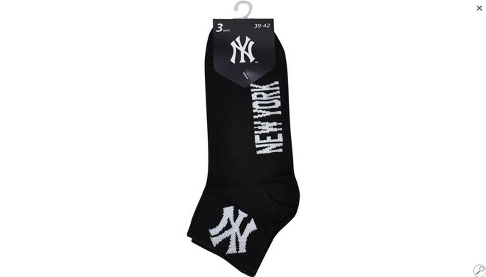 Шкарпетки New York Yankees Quarter 3-pack black — 15100003-1002, 43-46, 8718984009231
