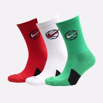 Шкарпетки Nike U NK CREW EVERYDAY BBALL 3PR білий, зелений, червоний Уні 38-42