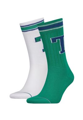 Носки Tommy Hilfiger Men Th Patch Sock 2-pack white/amazon green — 472021001-075, 43-46, 8718824658711
