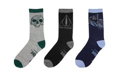 Носки Harry Potter Deathly Hallows 3-pack gray/black/blue, 36-40, 4895205600881