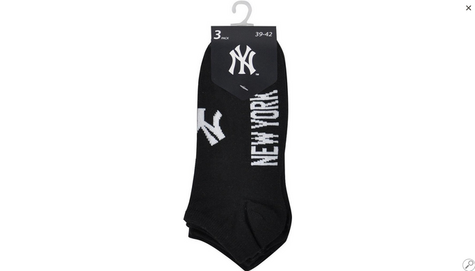 Носки New York Yankees Sneaker 3-pack black — 15100004-1002, 43-46, 8718984009439