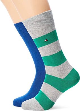 Шкарпетки Tommy Hilfiger Men Rugby Sock 2-pack blue/green — 342021001-289, 39-42, 8718824651620