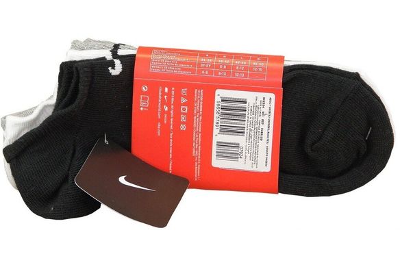 Носки Nike Volue No Show 3-pack black/gray/white — SX2554-901, 46-50, 659658576926