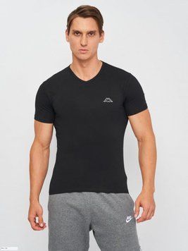 Футболка Kappa T-shirt Mezza Manica Scollo V 1-pack black &mdash; K1316 Nero, L, 8052394816684