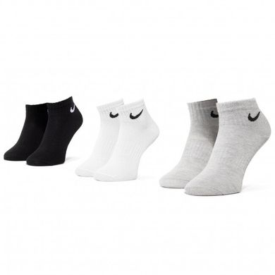 Носки Nike Everyday Lightweight Ankle 3-pack black/gray/white — SX7677-901, 38-42, 888407239144