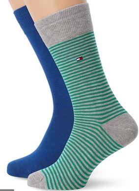Шкарпетки Tommy Hilfiger Men Small Stripe Sock 2-pack blue/green — 342029001-289, 39-42, 8718824651446