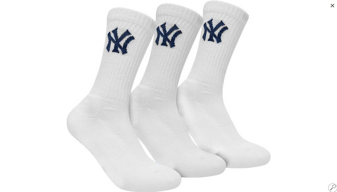 Шкарпетки New York Yankees Crew 3-pack white — 15100002-1001, 31-34, 8718984008951