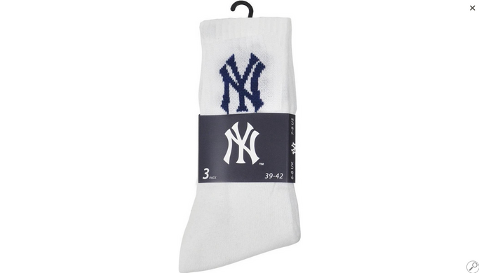 Шкарпетки New York Yankees Crew 3-pack white — 15100002-1001, 39-42, 8718984008975