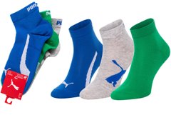 Носки Puma Kids' Lifestyle Quarters 3-pack blue/gray/green — 204205001-030, 35-38, 8718824800790