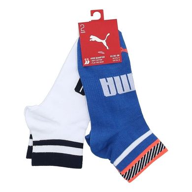 Шкарпетки Puma Boys' Quarter Stripe 2-pack white/blue — 104002001-020, 31-34, 8718824799261