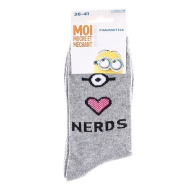Шкарпетки Minions Heart + Eye + Nerds 1-pack light gray — 13890131-1, 36-41, 3349610011837