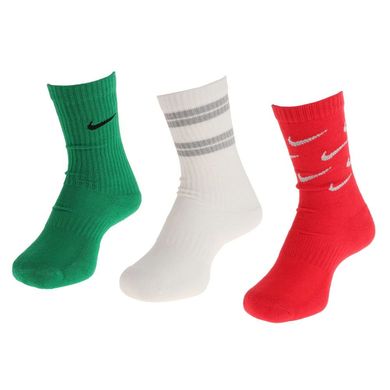 Шкарпетки Nike Everyday Kids Cushioned Crew 3-pack red/white/green — CV8575-902, 34-38, 194498612453