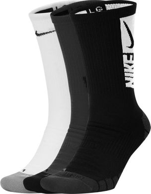 Шкарпетки Nike Everyday Max Cush Crew 3-pack black/white/gray — CW0084-904, 34-38, 194272152946