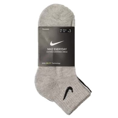 Носки Nike Everyday Cushion Ankle 3-pack black/gray/white — SX7667-901, 34-38, 888407236396