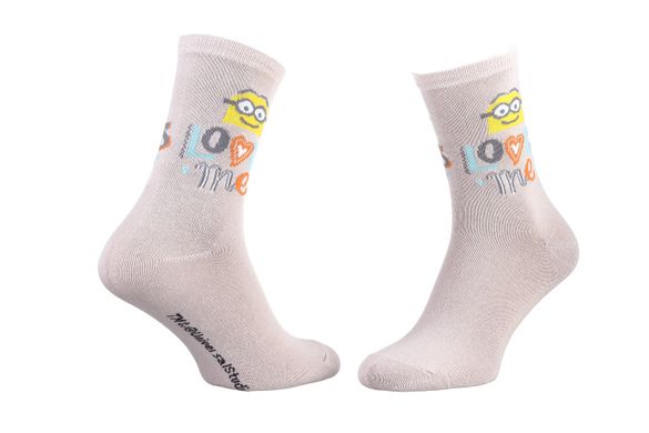 Шкарпетки Minions Minion + Loves Me 1-pack pale gray-yellow — 13890131-4, 36-41, 3349610011868