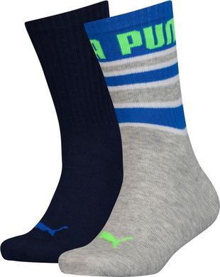 Шкарпетки Puma Boys' Classic Socks Stripe 2-pack black/gray — 104002001-030, 39-42, 8718824799407