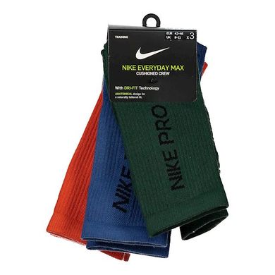 Шкарпетки Nike Pro Everyday Max Cush Crew 3-pack black/blue/red — SK0121-902, 46-50, 194495134903