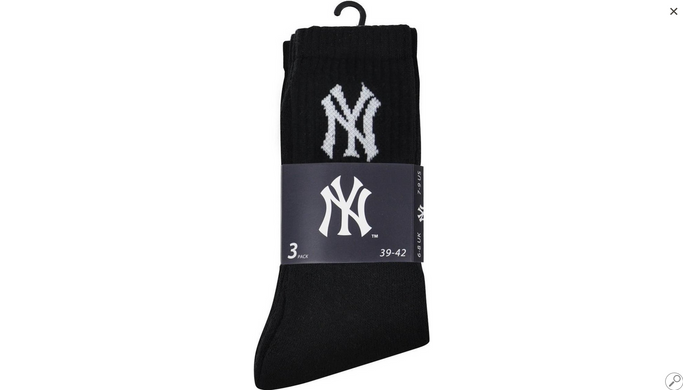 Носки New York Yankees Crew 3-pack black — 15100002-1002, 31-34, 8718984009002
